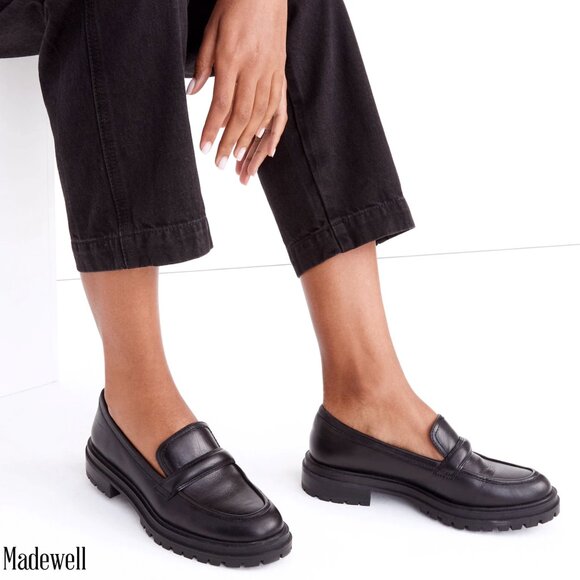 Madewell Shoes - SOLD🔴🔴🔴🔴🔴🔴Madewell Women's Black Leather Lugged Slip On Loafer 8.5